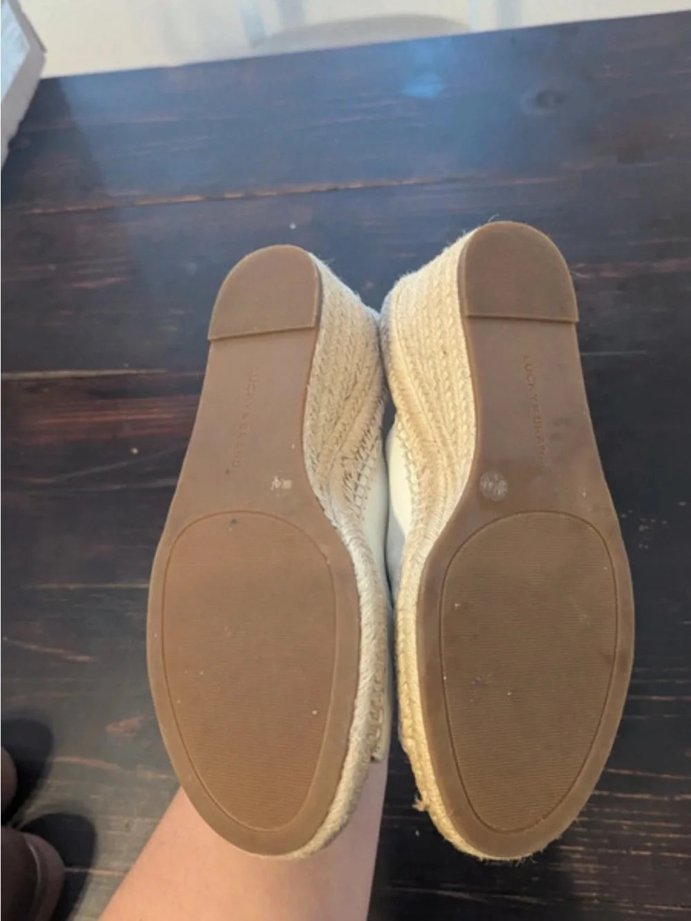 Lucky Brand Cream Espadrille Wedge Sandals Size 10